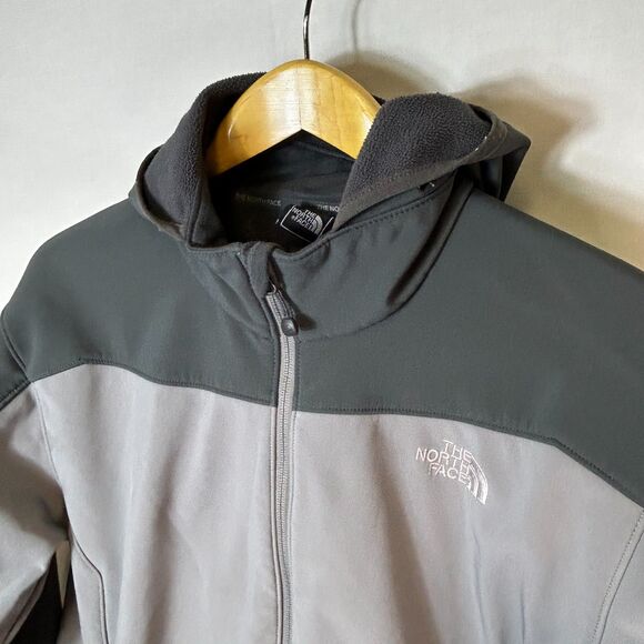 The North Face Apex Gray Soft Shell Fleece Lined Full Zip Hooded Jacket Sz L - Picture 3 of 15